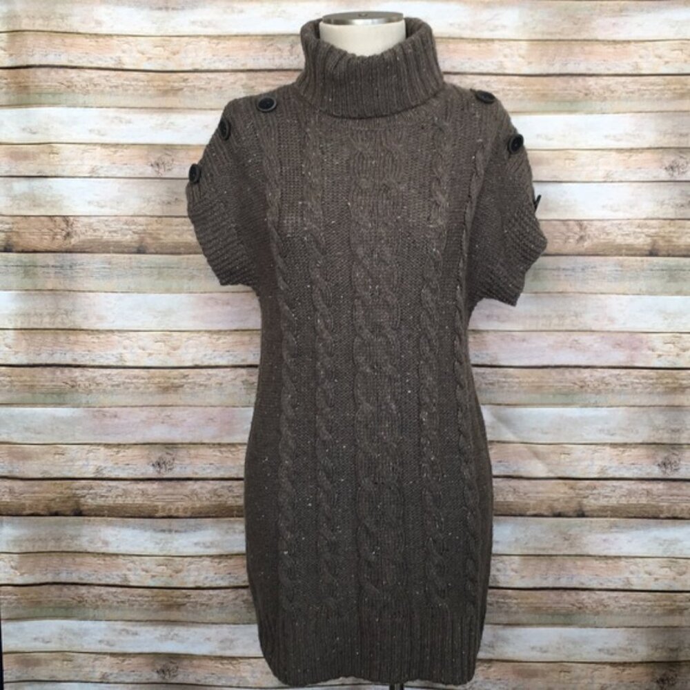 Ruff Hewn Brown Cozy Turtleneck Sweater Dress Small